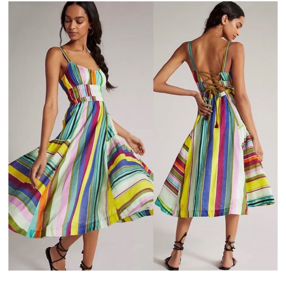 Anthropologie Hope For Flowers Striped Midi Dress